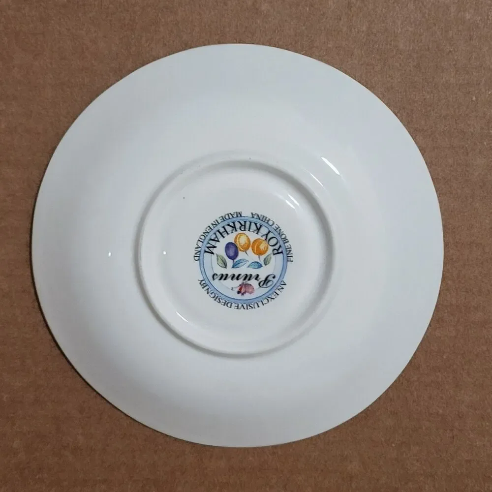Roy Kirkham Prunus Jumbo Saucer Fine Bone China Cherries Peaches Plums 6.75